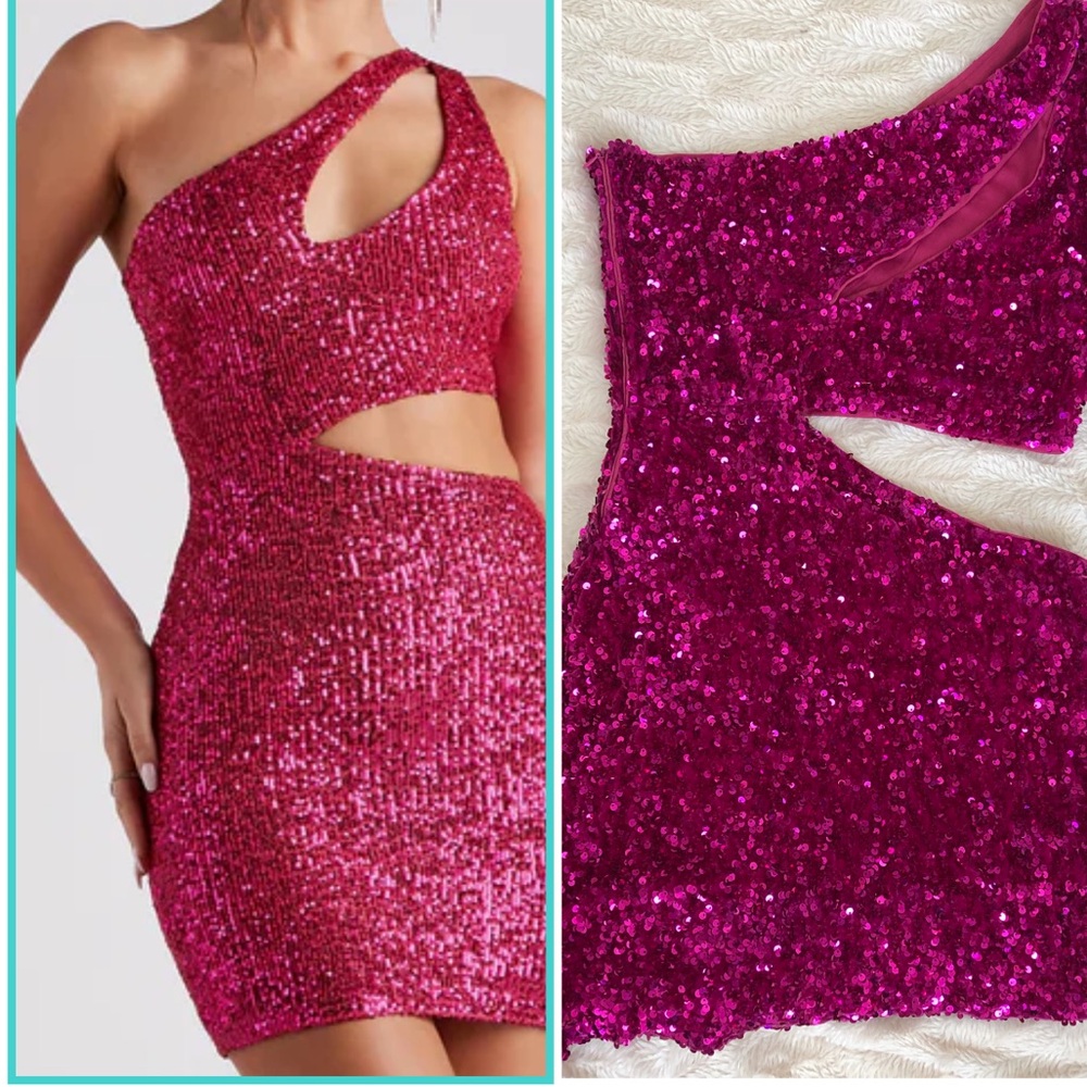 Ibiza magenta sequin mini dress